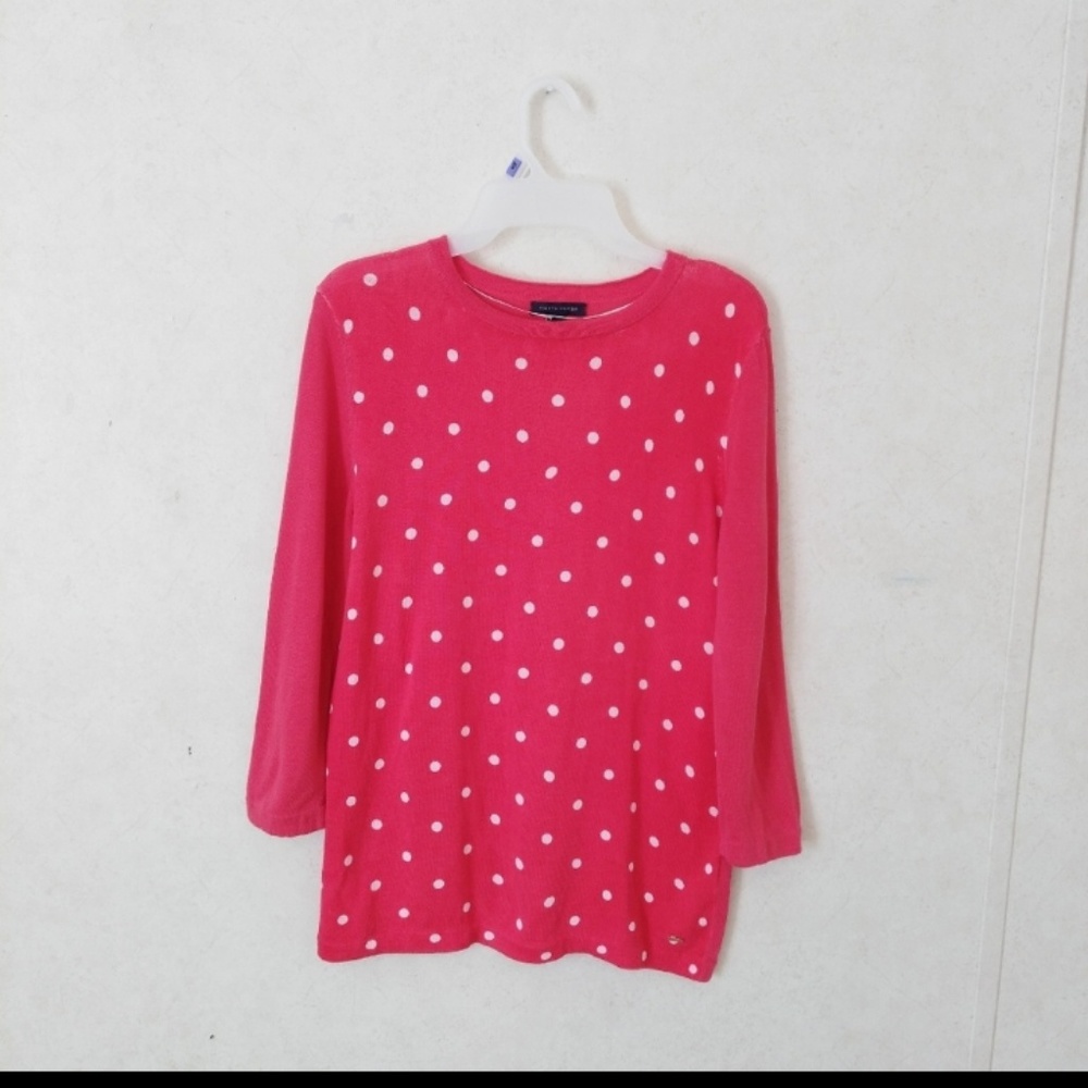Tommy Hilfiger pink polka dot sweater size medium